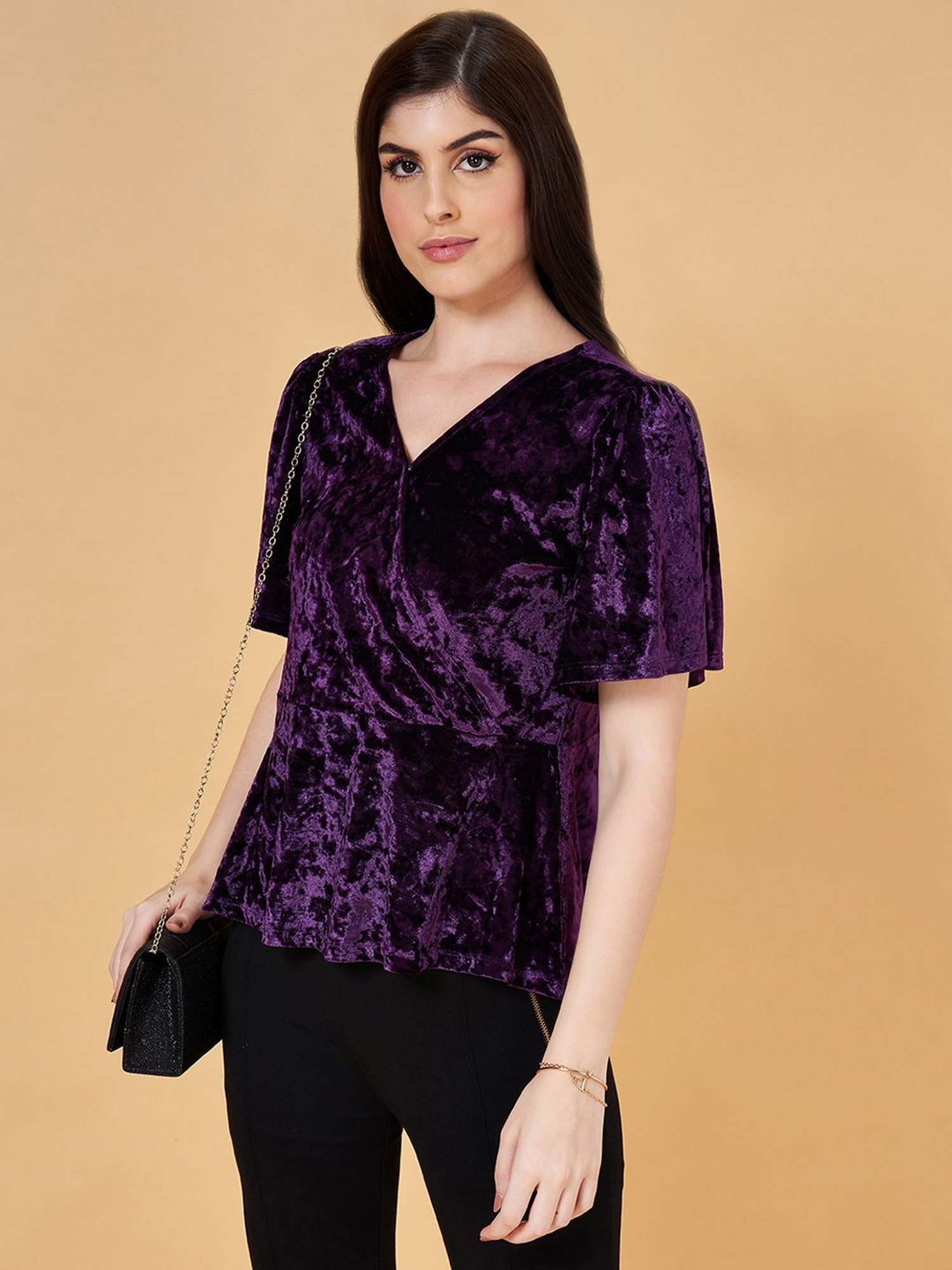 Annabelle by Pantaloons Purple Textured Top