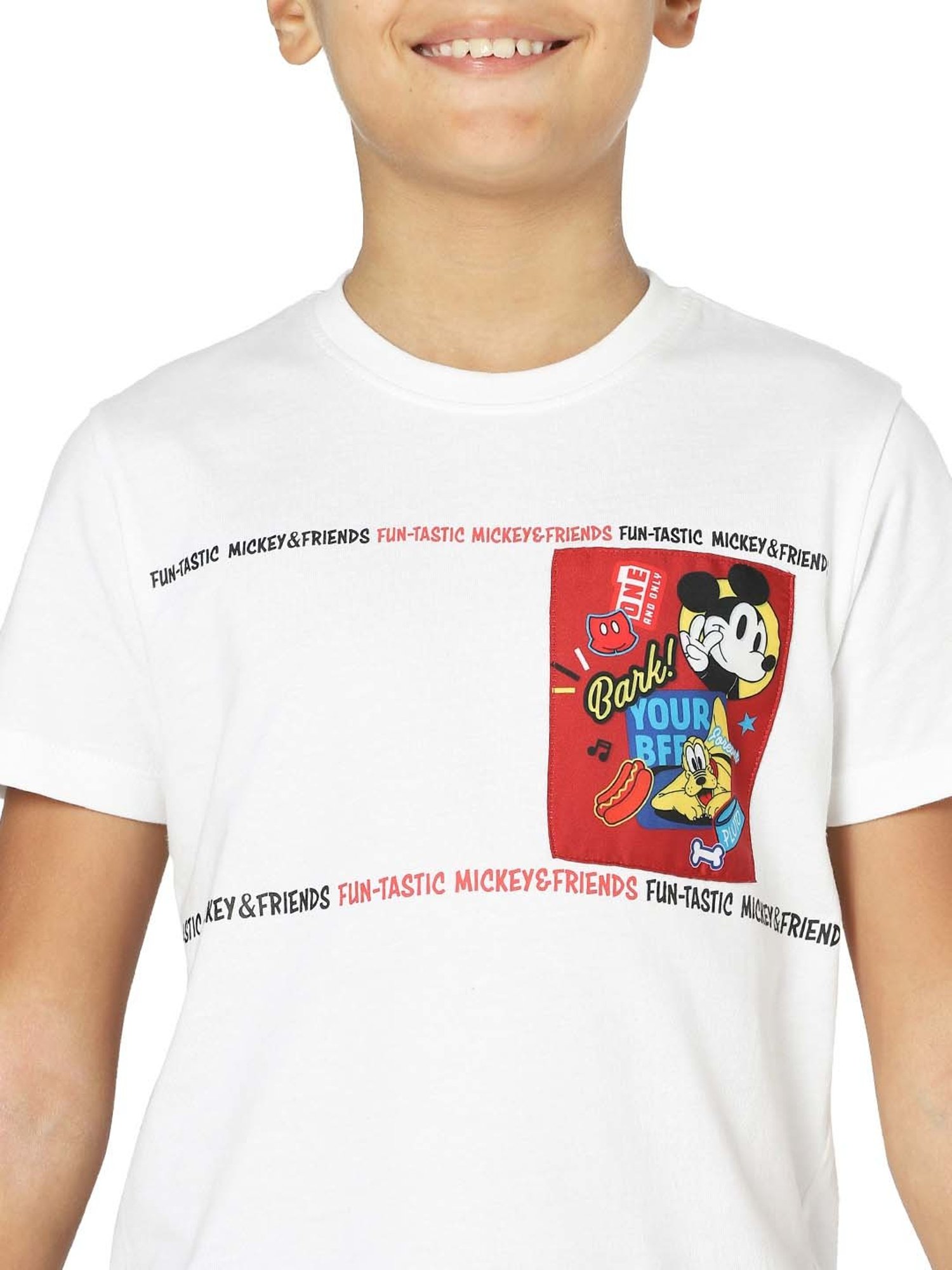 Jack & Jones Junior Boys Bright White Cotton Printed T-Shirt