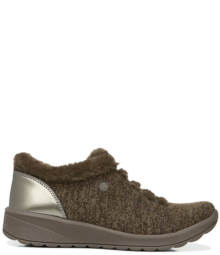 Bzees Premium Golden Brown Faux Fur Lined Washable Wedge Booties