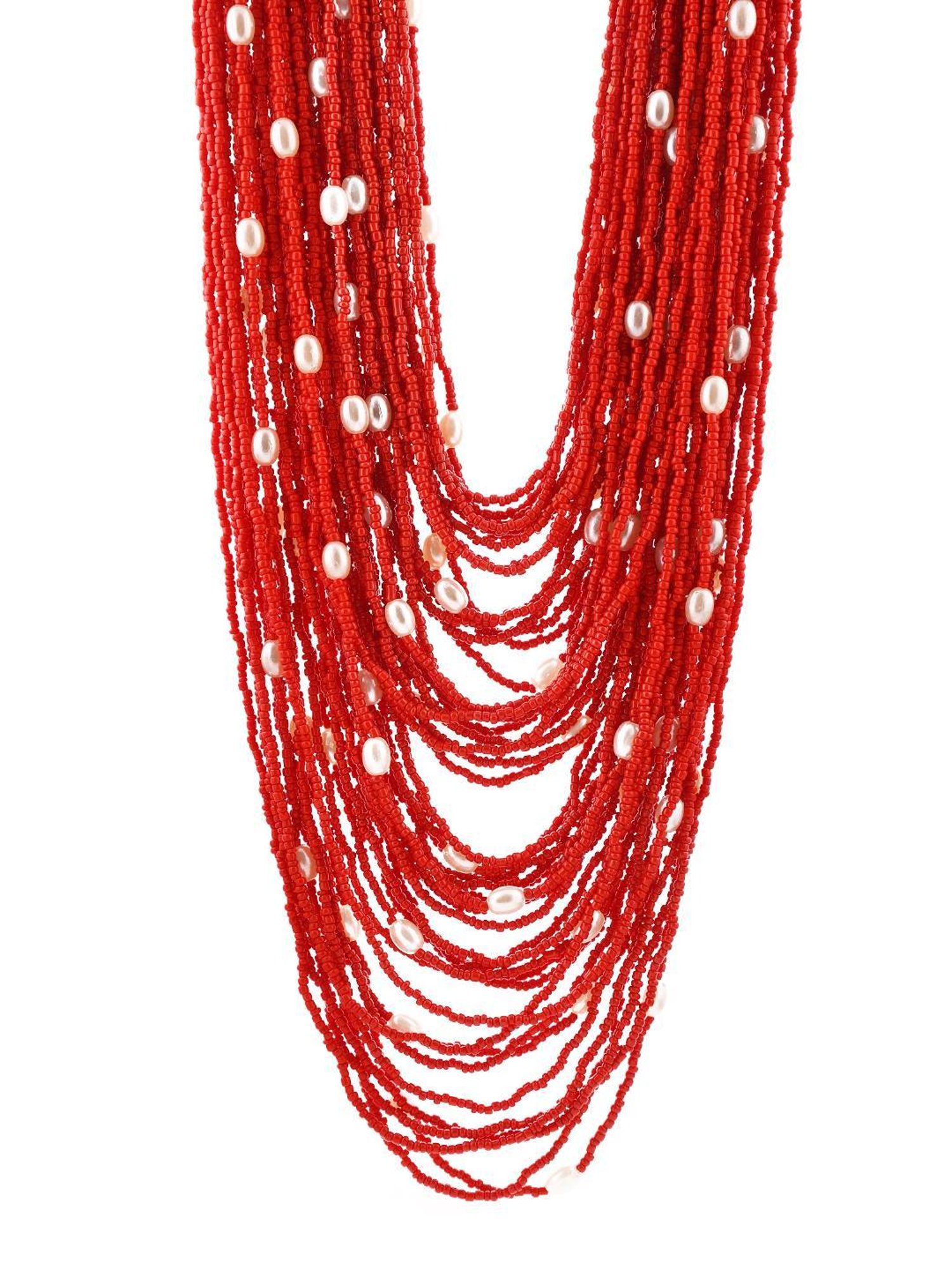 Imli Street Red Long Beaded Handcrafted Necklace