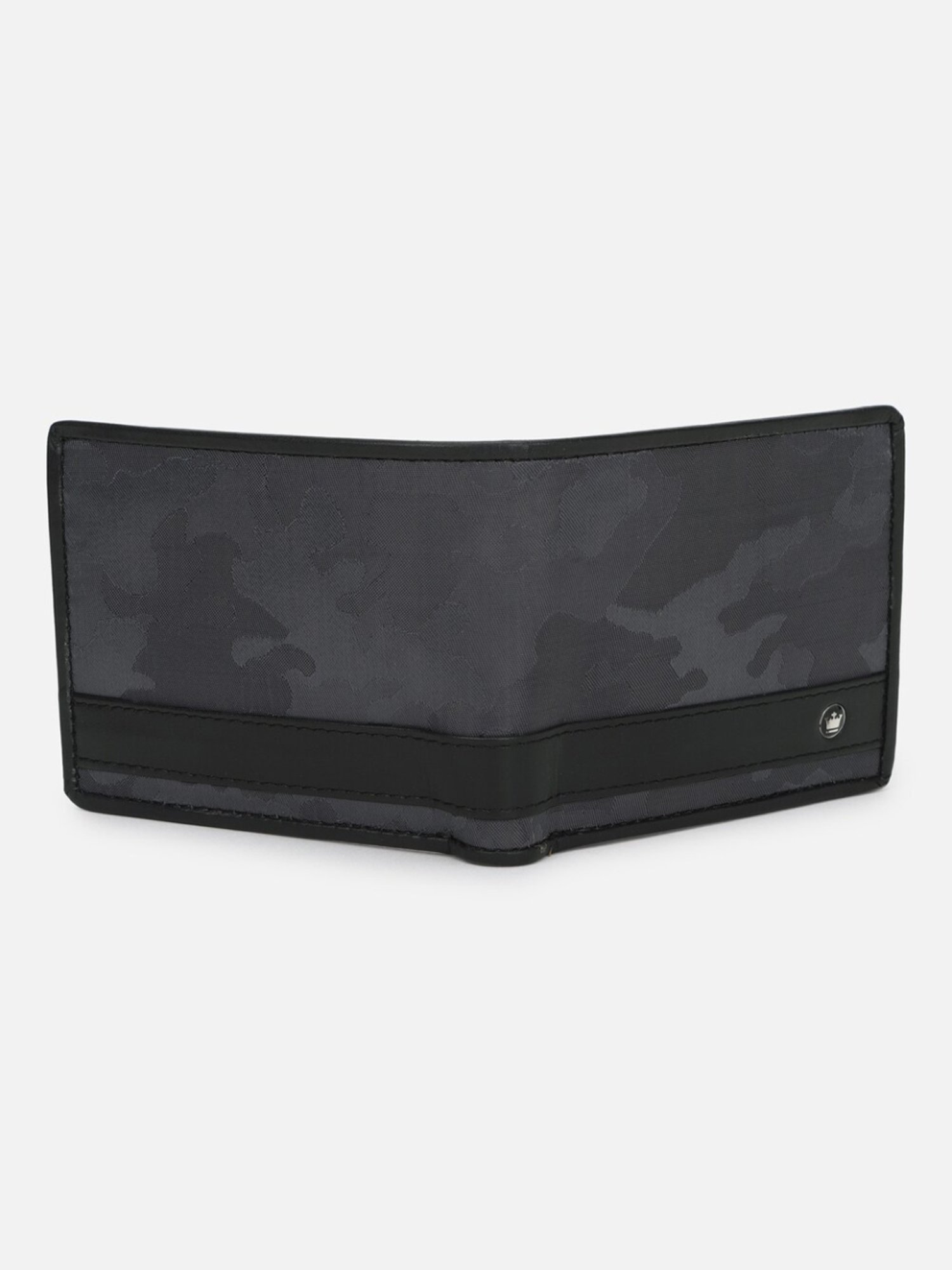 Louis Philippe Grey Leather Paneled Bi-Fold Wallet