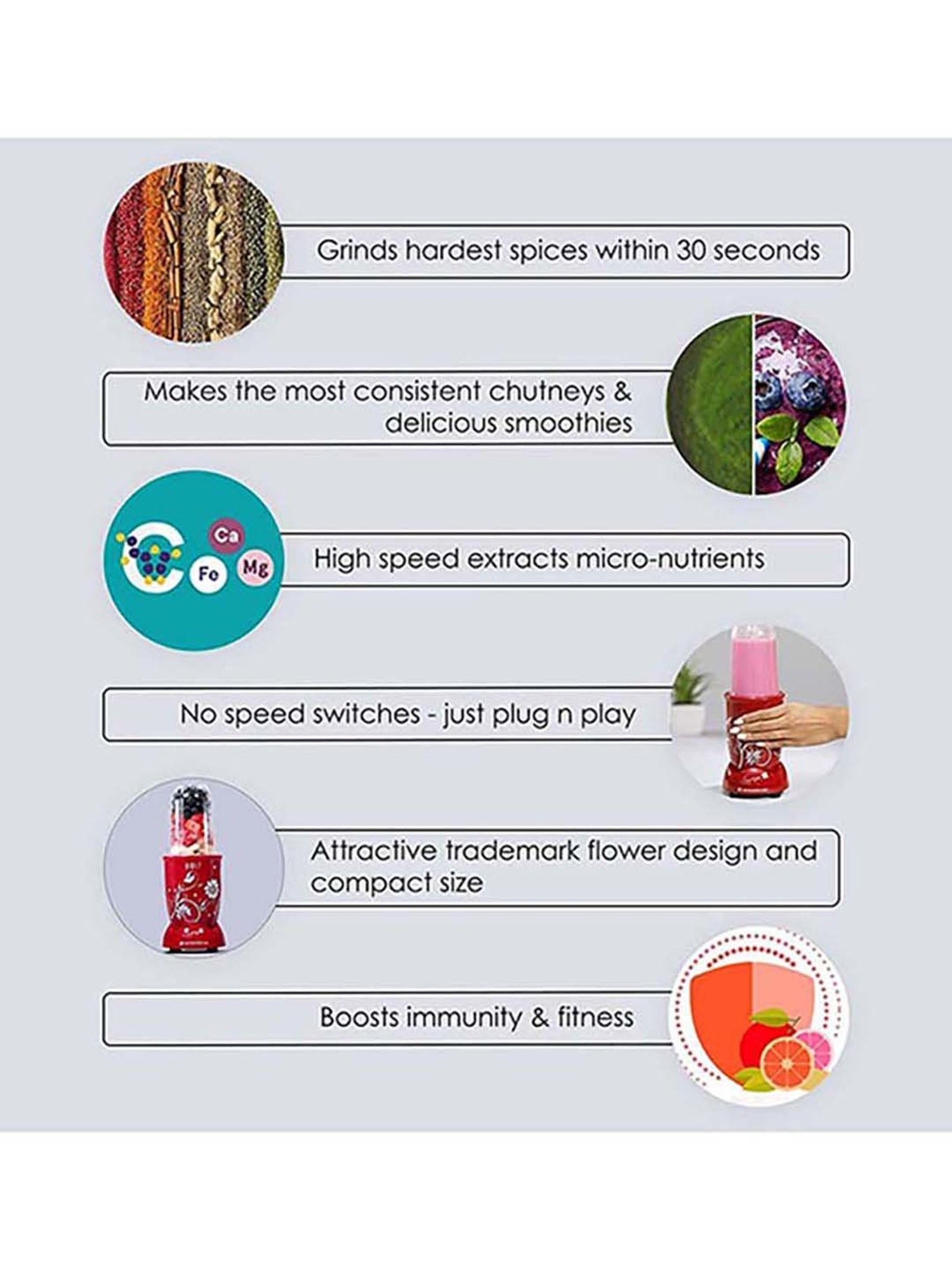 Wonderchef Nutri-Blend Bolt 600W 2 Jars Mixer Grinders Blender (Red)