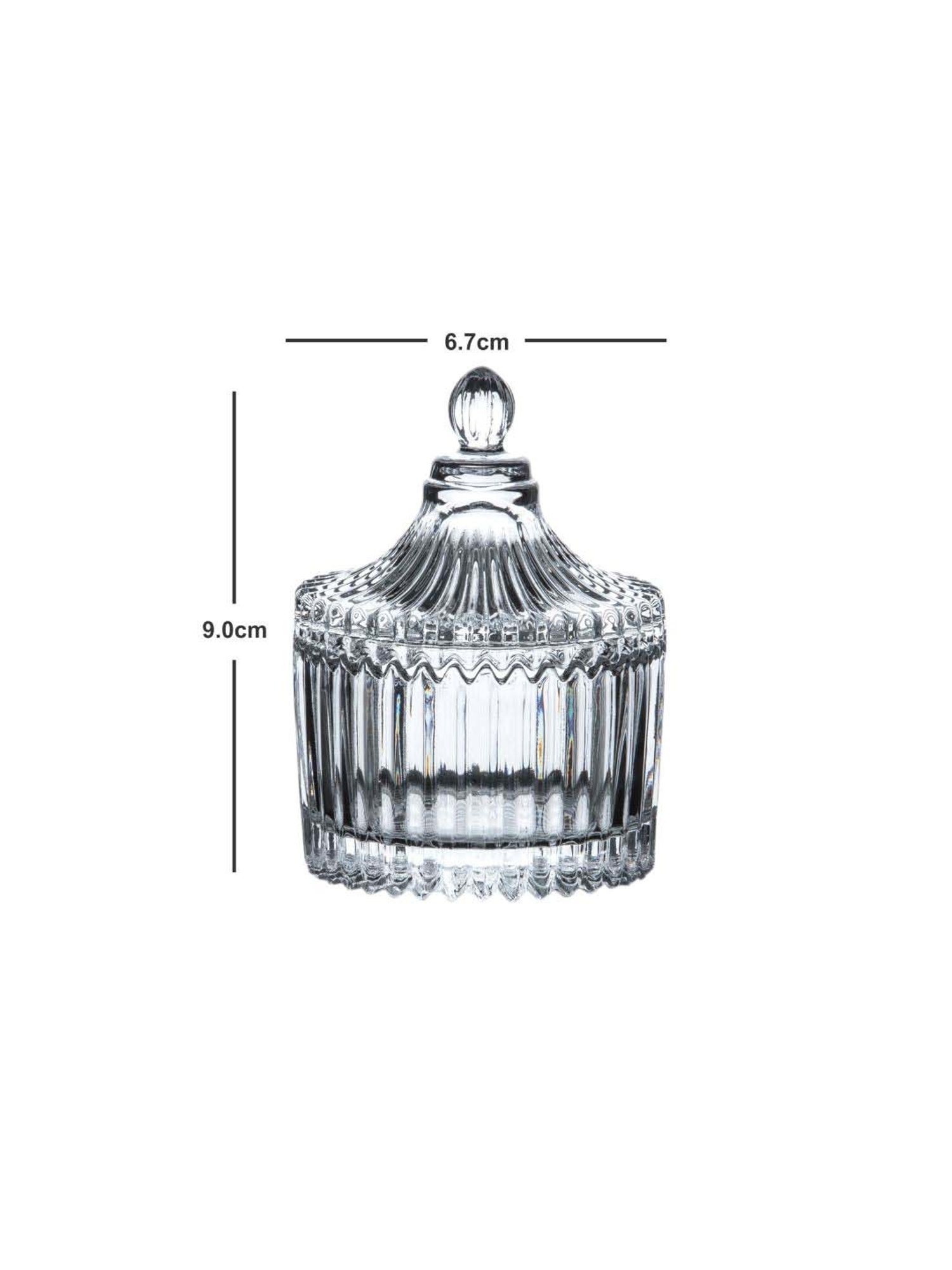 Goodhomes Transparent Glass Candy Jar with Lid (0.09 L) - Set of 4