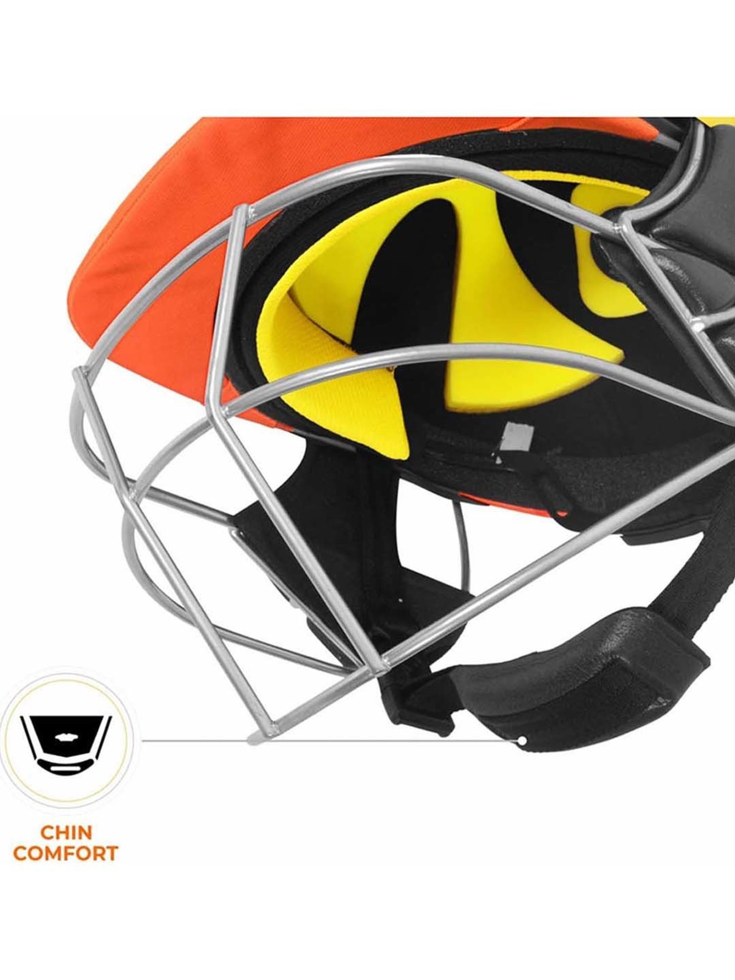 DSC AVENGER PRO Premium Cricket Helmet Fixed Spring Steel Grill, Back Support Strap Size - M