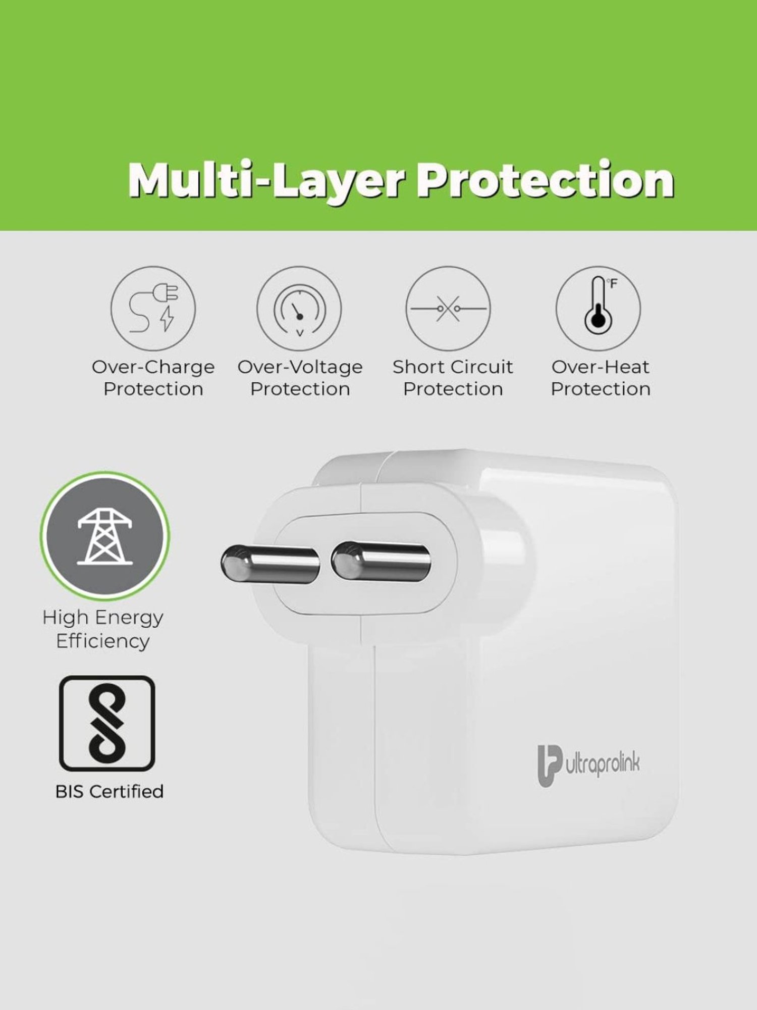 UltraProlink UM1077 Boost UFC 30W Multi-Protocol Fast Charger with Type C Cable (White)