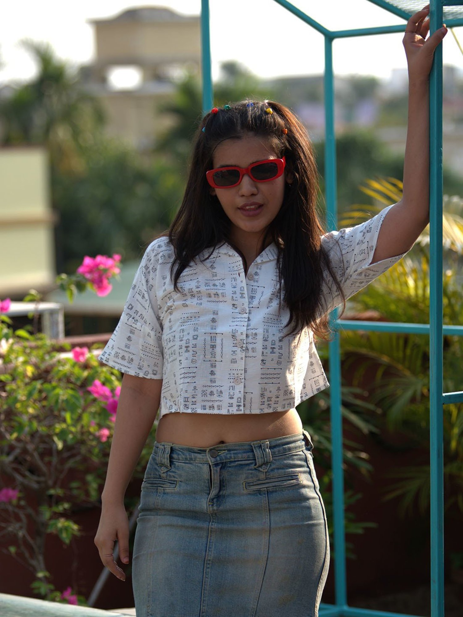 TeenTrums Girls White Printed Crop Top