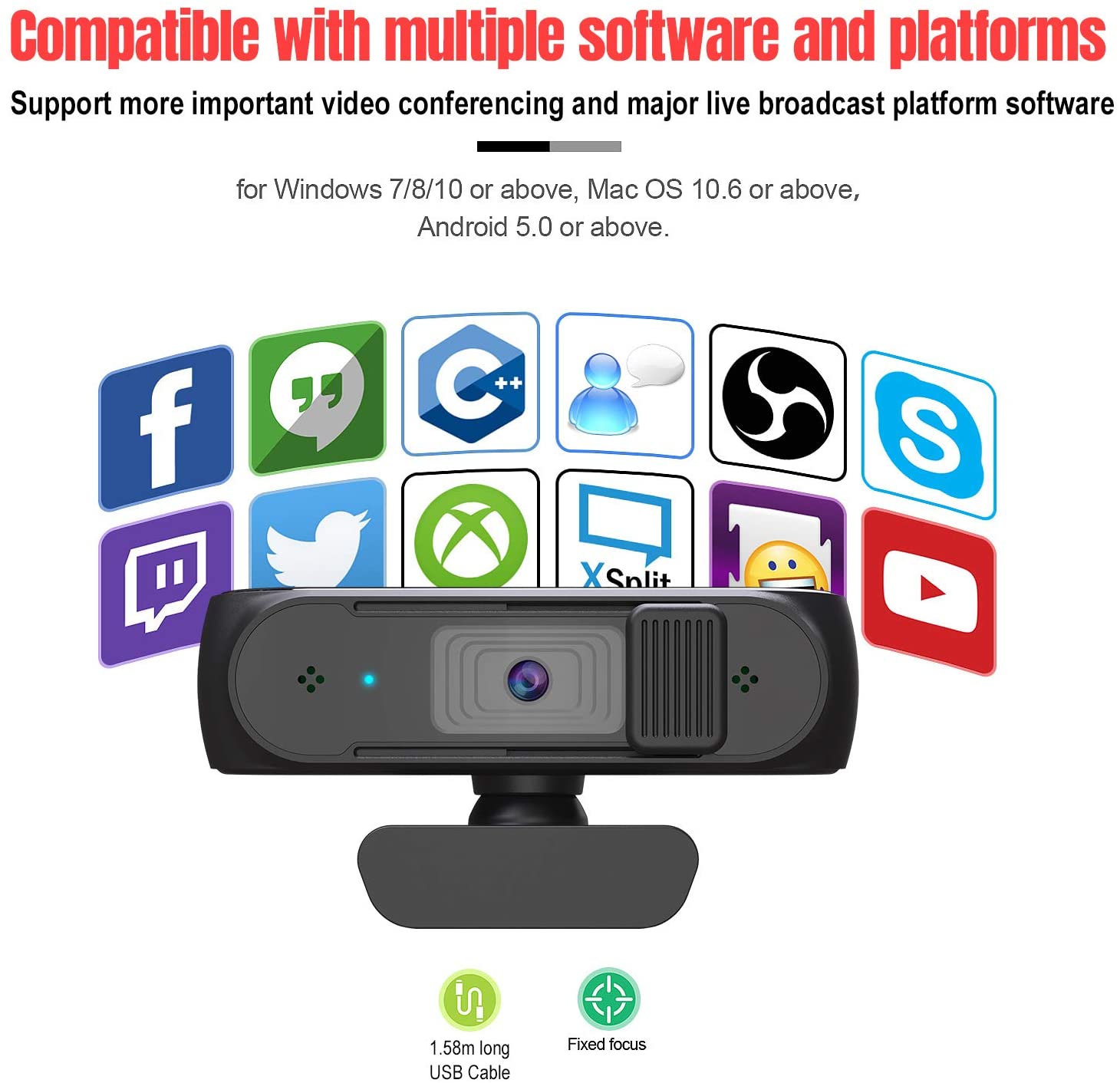 easyday Webcam with Microphone, 1080P HD USB Computer Camera with Privacy Shutter&Webcam Tripod, Streaming Webcam with Flexible Rotable Wide Angle Webcam for PC Zoom Video/Gaming/Laptop