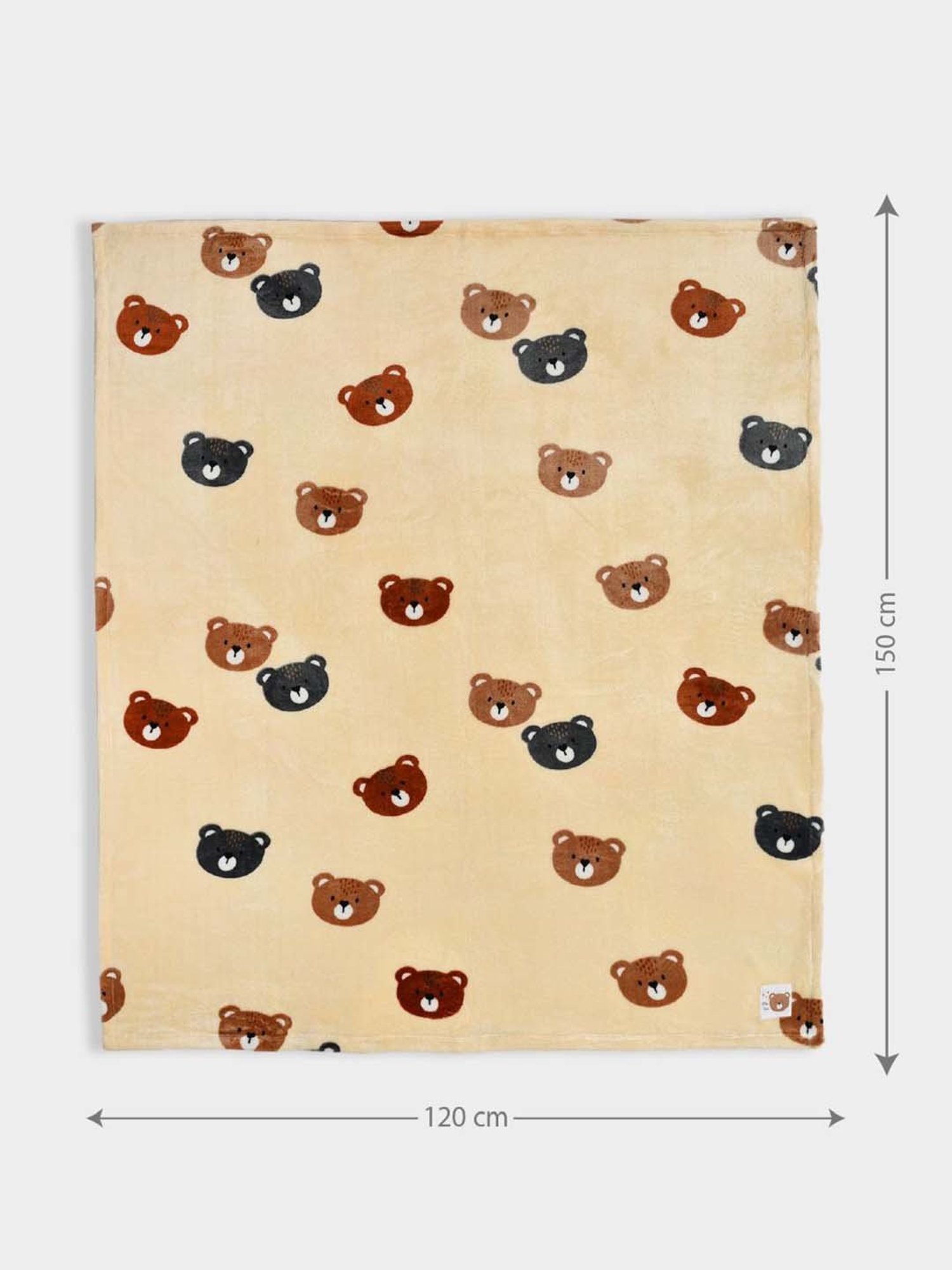 MiArcus Cream Polyester 210 GSM Face Printed Flurry Knitted Blanket