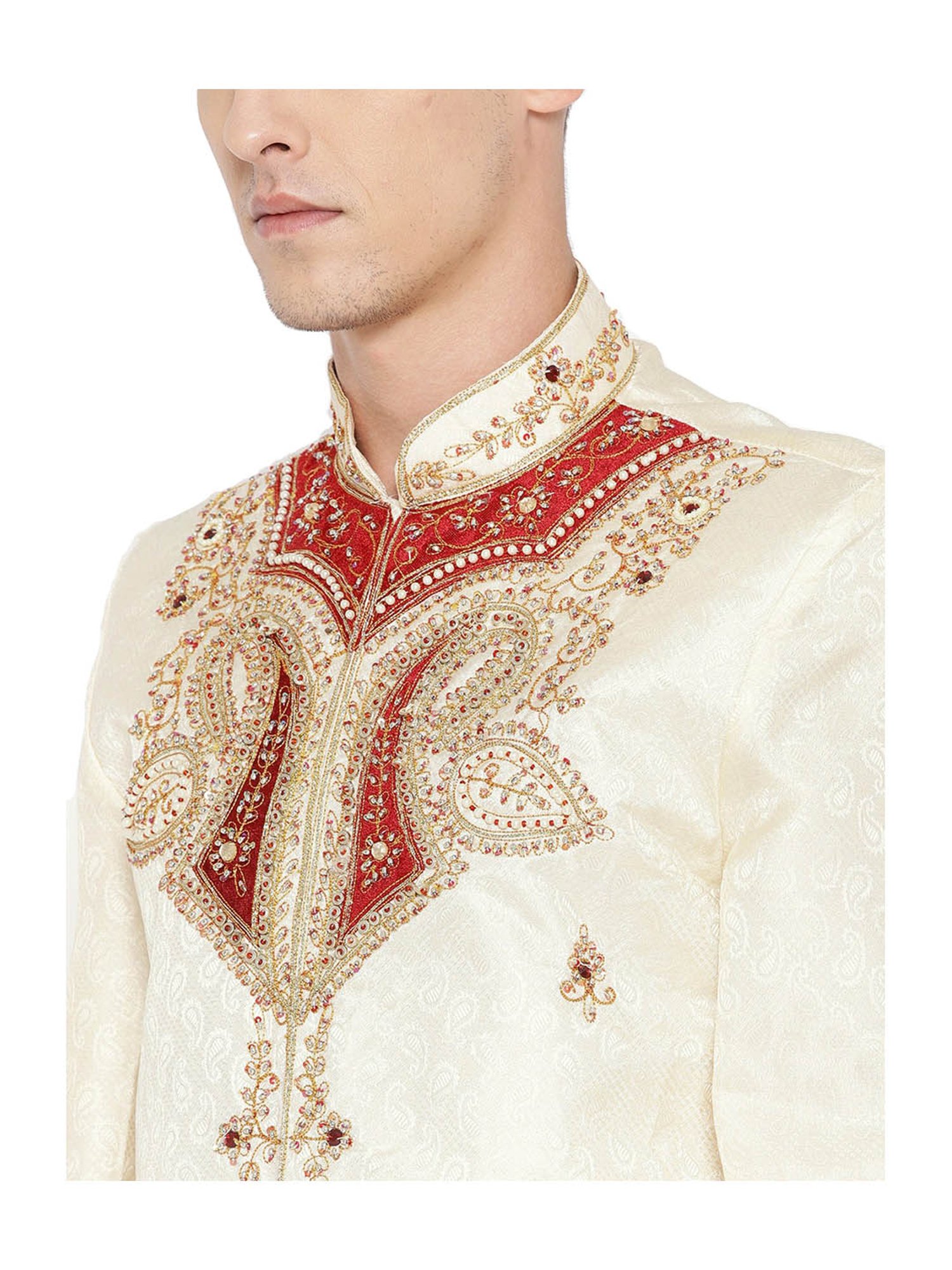 SG LEMAN Gold Embroidered Sherwani Set