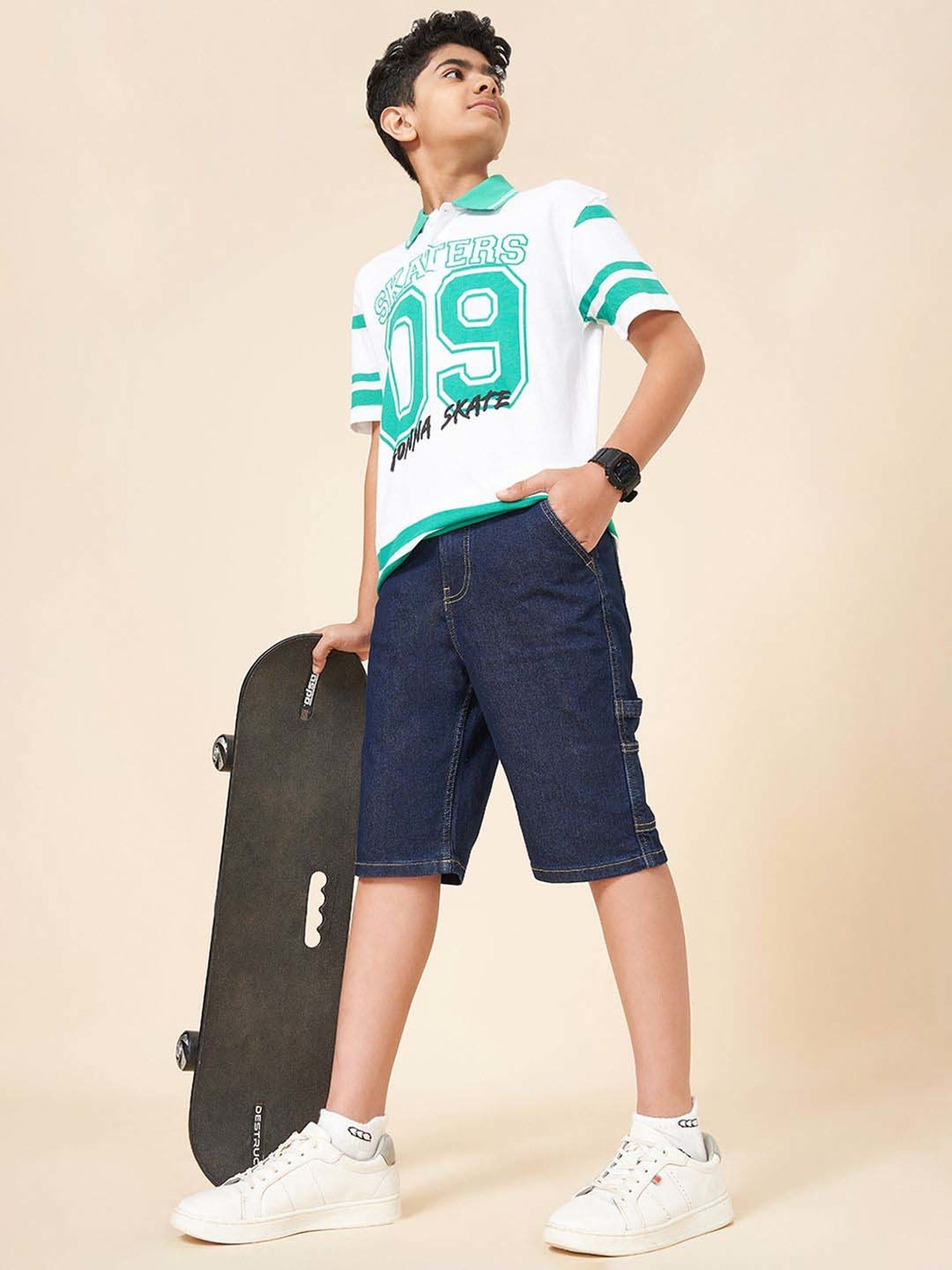 Coolsters by Pantaloons Boys Dark Stone Cotton Solid Shorts