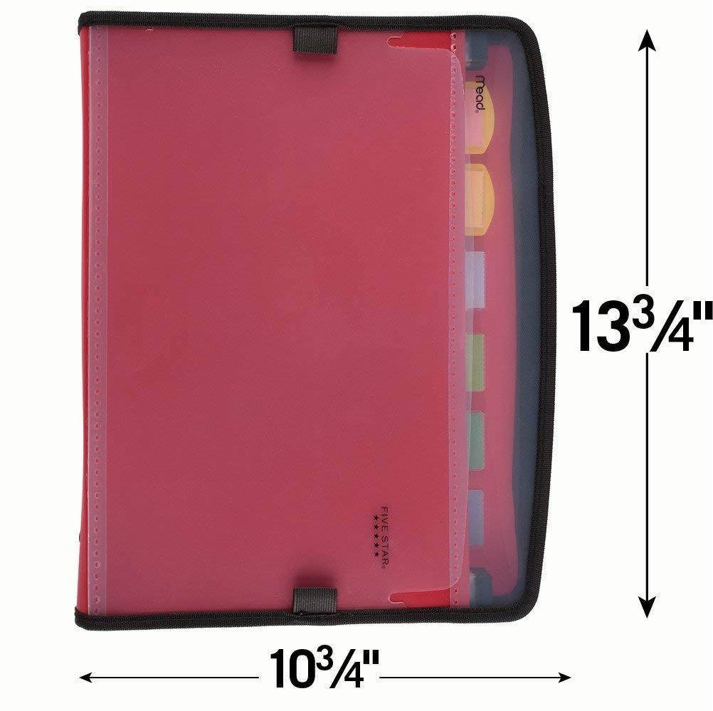 Five Star Expanding File, 7-Pocket Expandable Folder, Zipper Closure, Customizable, Red (72705)