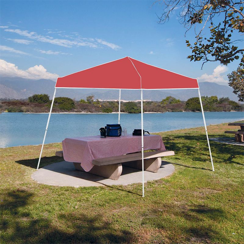 Z-Shade 10 x 10 Foot Angled Leg Instant Shade Outdoor Canopy Tent Portable Shelter with Durable Steel Frame and Carrying Bag, Red