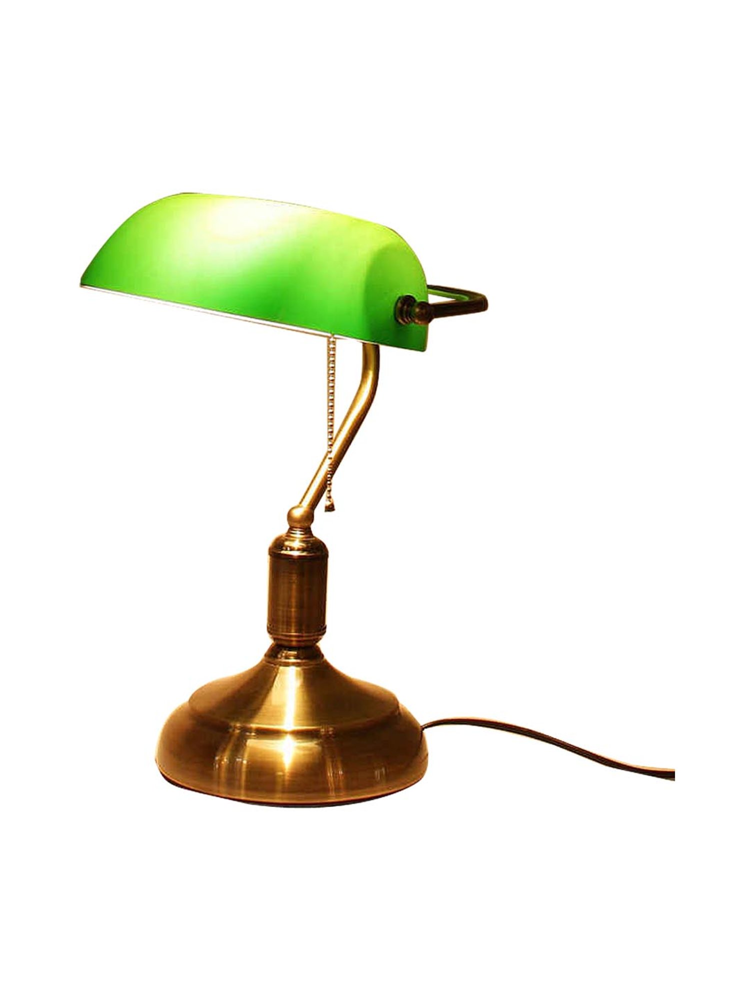 Kapoor E Illuminations Green & Brown Metal Study Table Lamp - Set of 1
