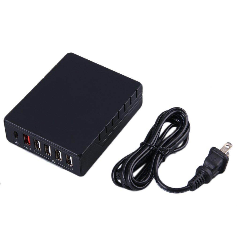 Universal 6 Ports Smart Fast Charger Portable Quick Compatible Charger Black