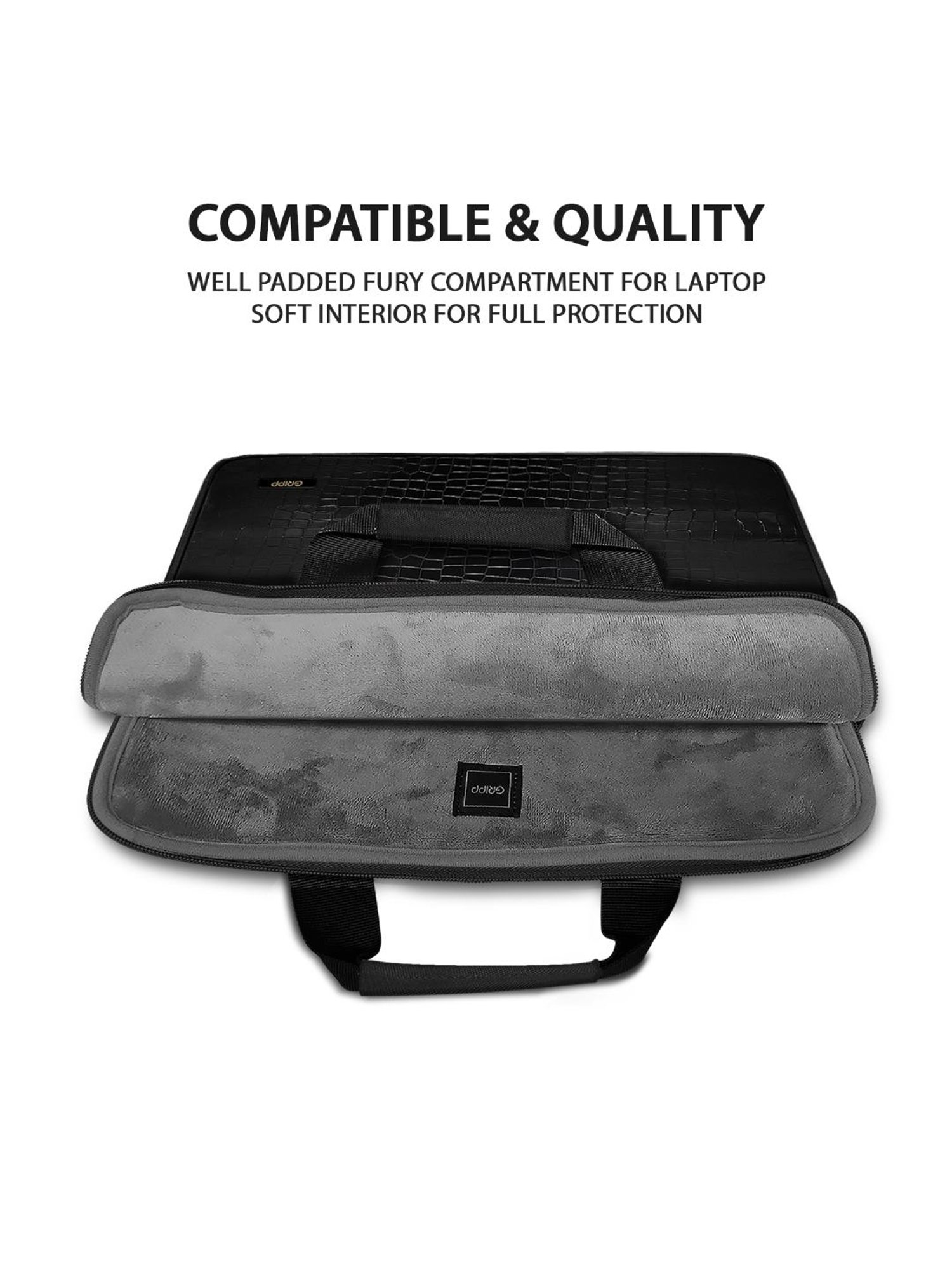 Gripp Croc Compact Fleet Executive Business Laptop & Tablet Bag For Macbook 13.3 & 14 (Black)