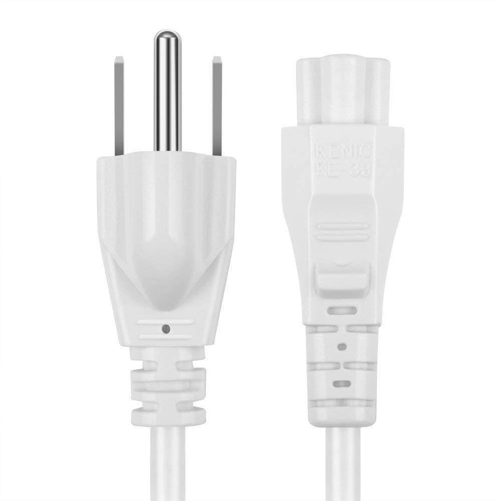 TNP Universal Power Cord - IEC320 C5 to NEMA 5-15P 3-Prong Mickey Mouse Power Extension Cable Wire Connector Socket Plug Jack For Laptop Notebook AC Supply Adapter Charger Wall Outlet (12FT, White)