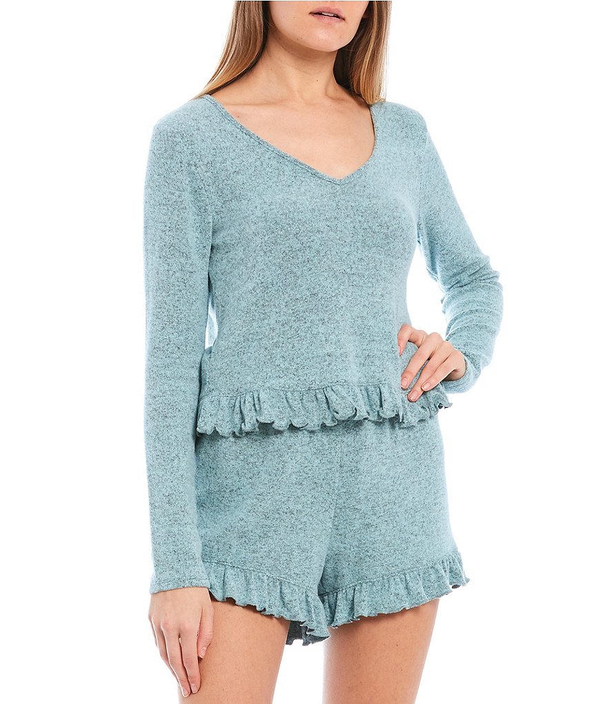 Love & Piece Coordinating Long Sleeve Ruffle Hem French Terry Top