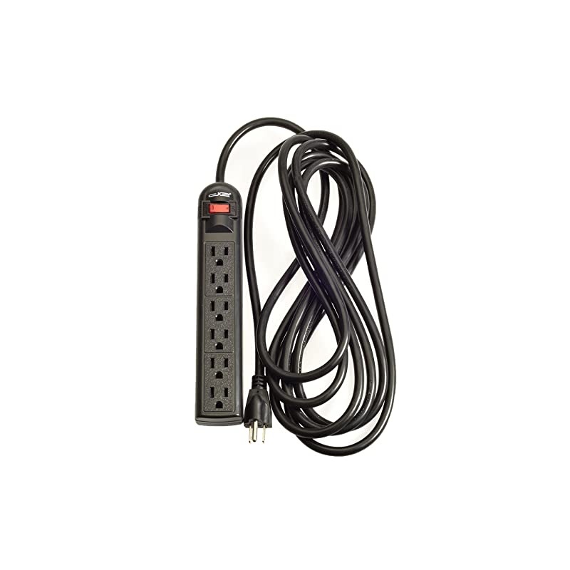 6-Outlet Surge Protector Power Strip with 25-Ft Long Extension Cord, Black, ETL Listed/UL Standard