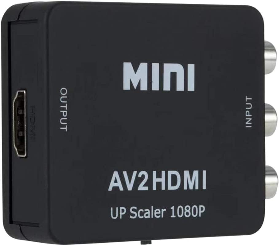 Homyl Mini 1080P RCA CVBS to HDMI Video Converter Box AV2HDMI Adapter Supporting PAL/NTSC with USB Cable for HD TV Set top Box - Black