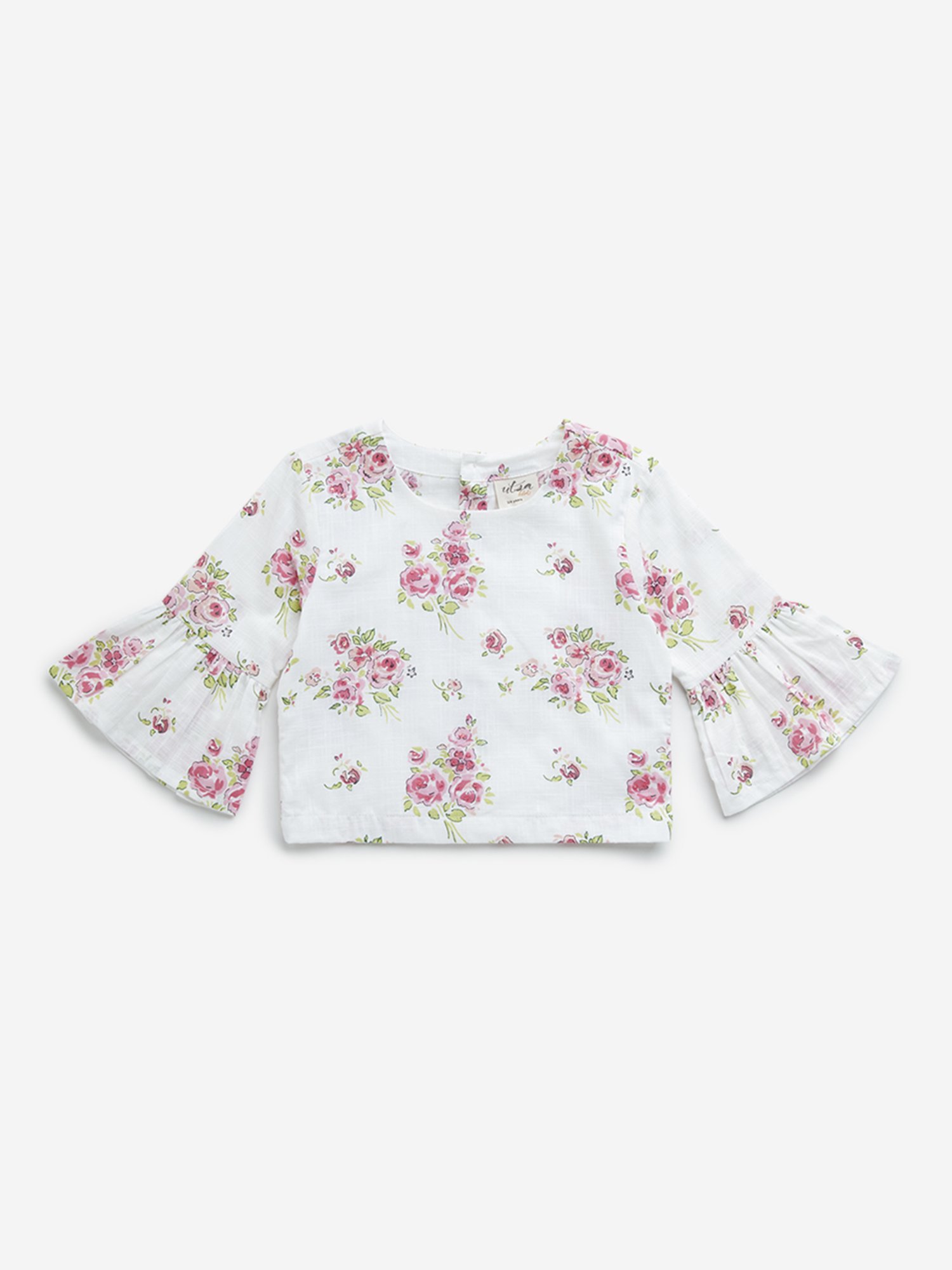 Utsa Kids by Westside White Floral Design Cotton Top