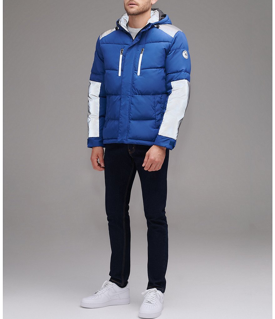 Kenneth Cole New York Long-Sleeve Mixed-Media Hooded Puffer Jacket