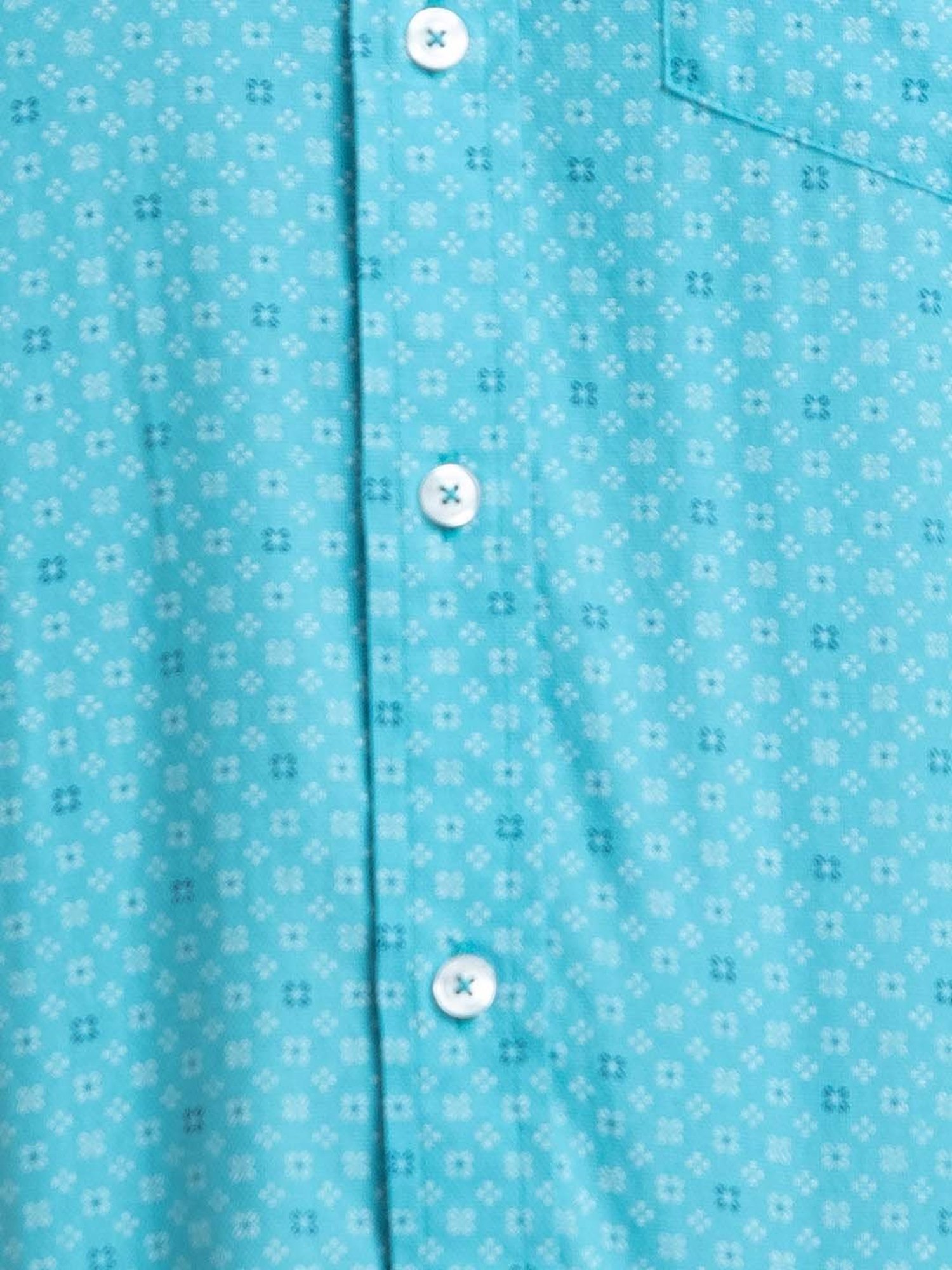 ColorPlus Light Blue Tailored Fit Printed Shirt