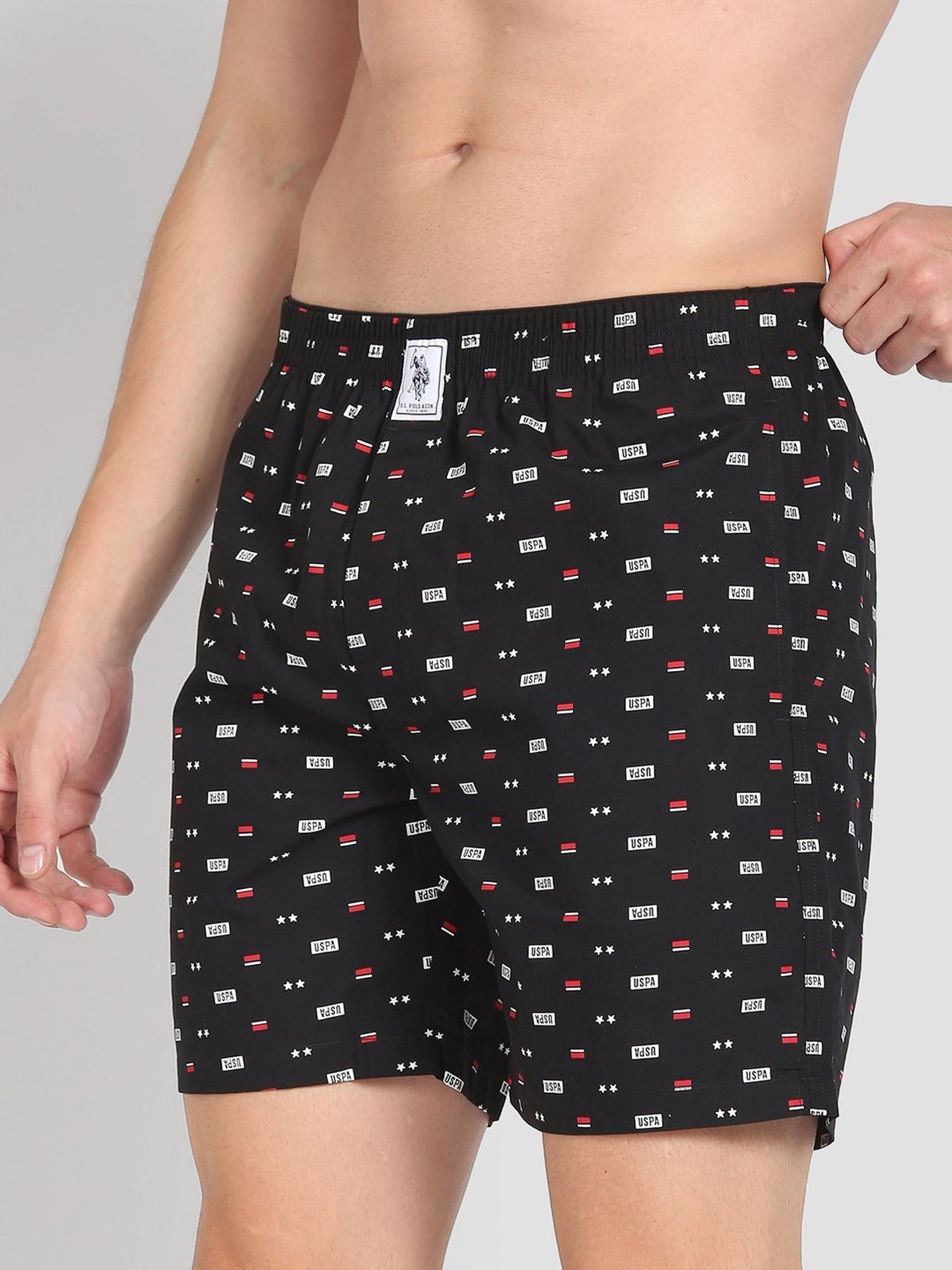 U.S. Polo Assn. Black Regular Fit Printed Cotton Boxers