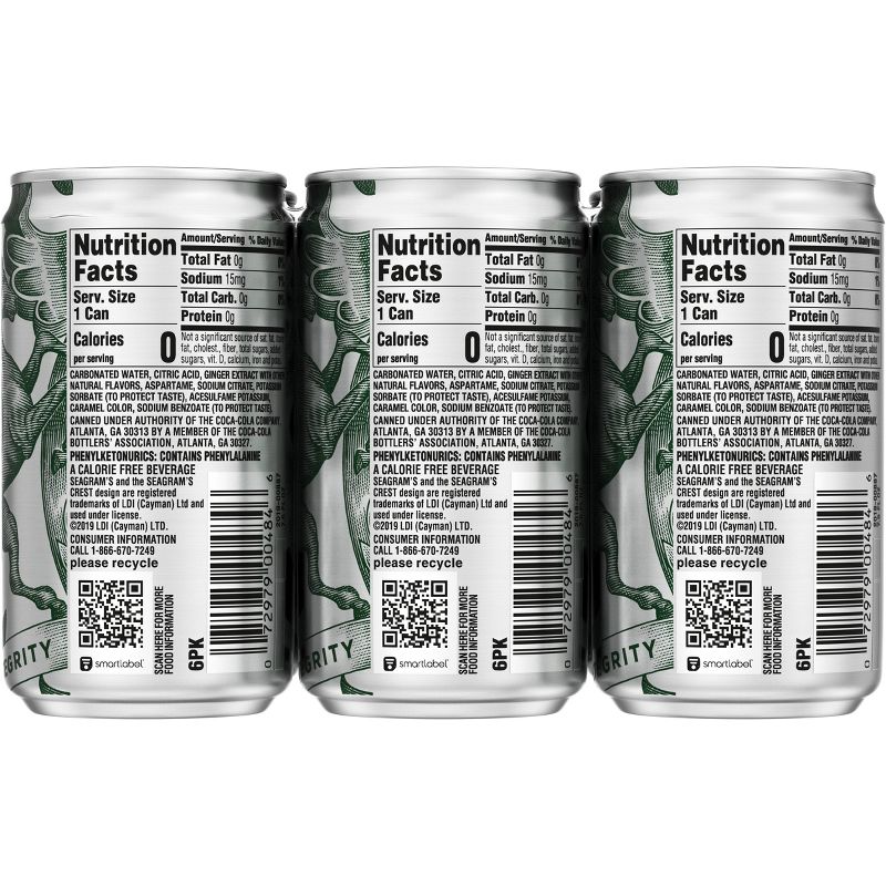 Seagram's Diet Ginger Ale Soda - 6pk/7.5 fl oz Cans