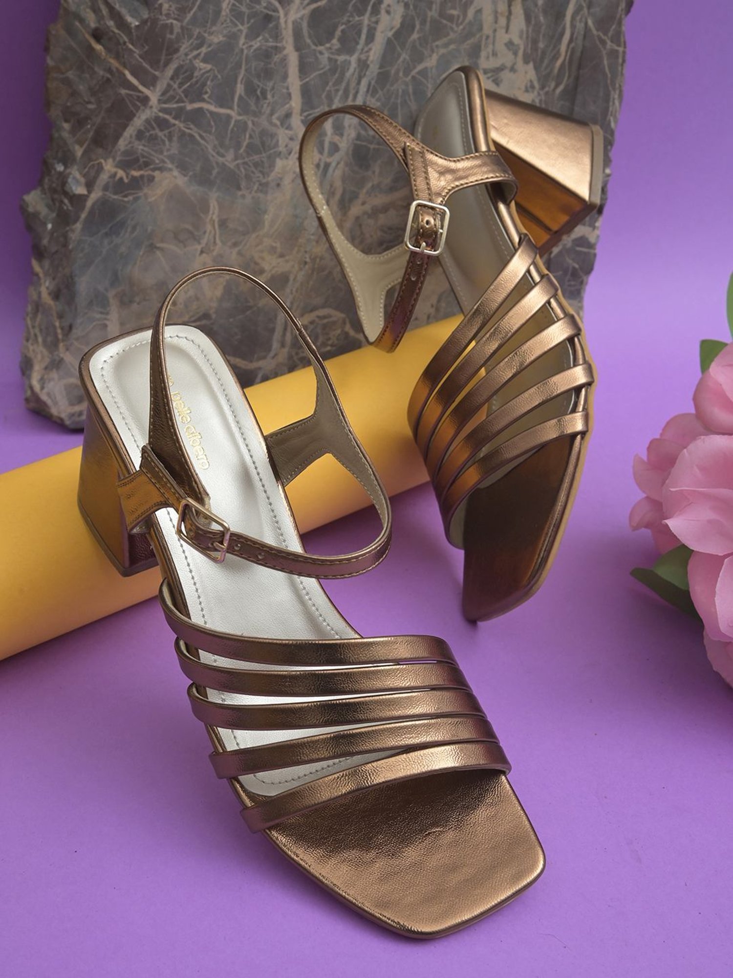 Pelle Albero Women's Copper Ankle Strap Sandals