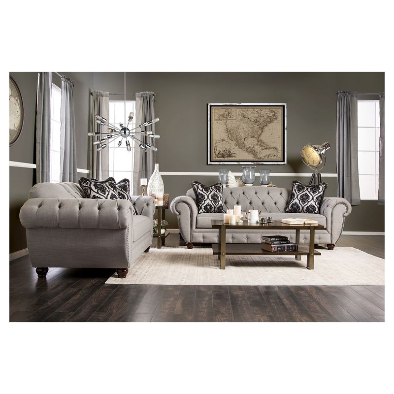 2pc Livingston Victorian Style Sofa and Loveseat Gray - HOMES: Inside + Out