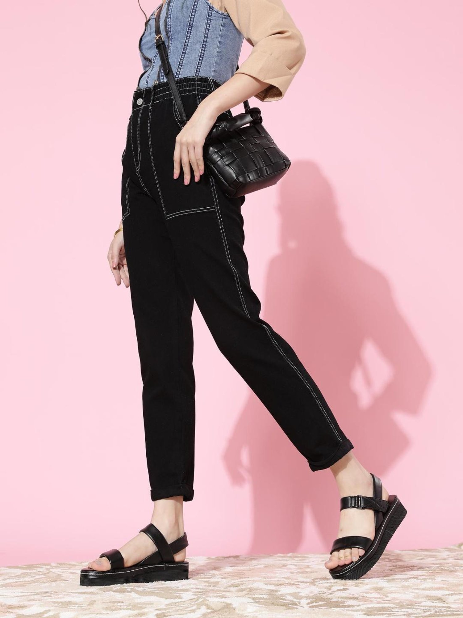 DOLCE CRUDO Black Slim Fit Jeans