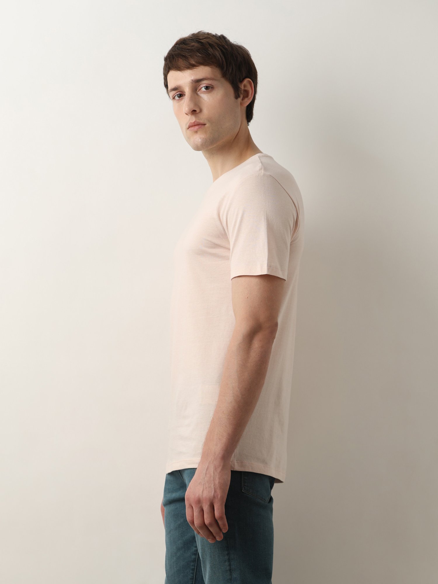 SELECTED HOMME Light Pink Slim Fit Cotton Crew T-Shirt