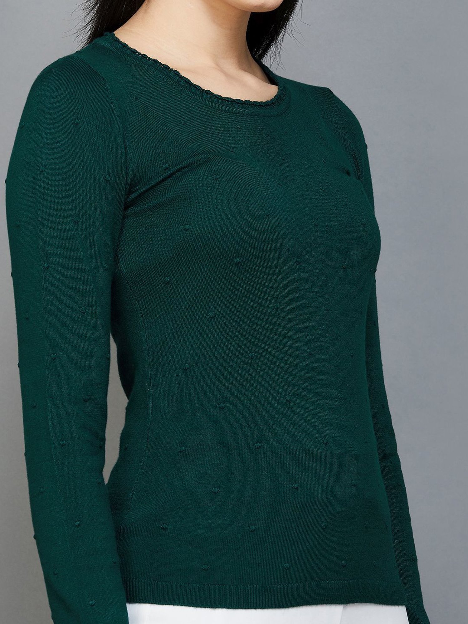 Code by Lifestyle Green Self Pattern Pullover