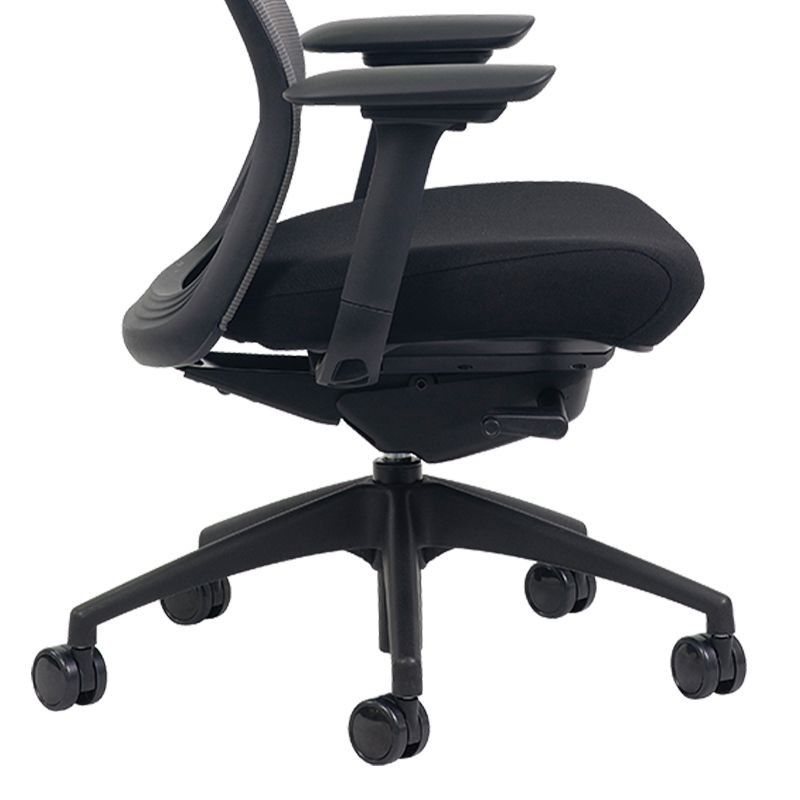 Eurotech Vera Ergonomic Executive Office Desk Chair w/ Piano Gray Mesh Back & Black Fabric Seat Cushion, Adjustable Height, Depth, Recline, & Arms