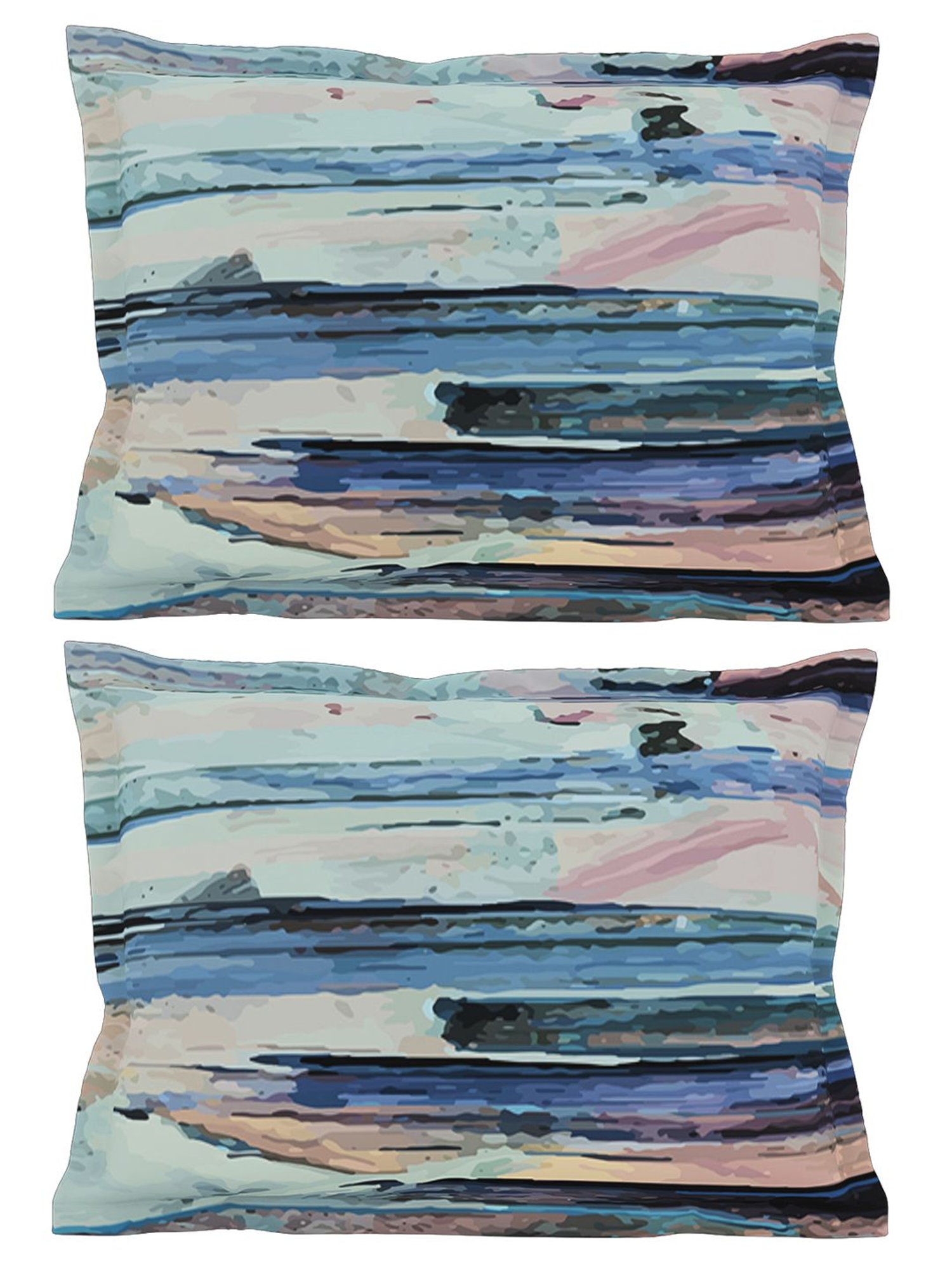 Petal Home Aquarelle Blue 300 TC Cotton Pillow Covers - Set of 2