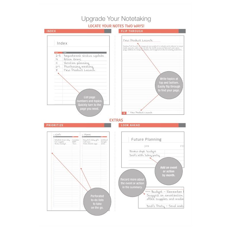 Professional Spiral Subject Notebook Wirebound - Gray - AT - A - GLANCE