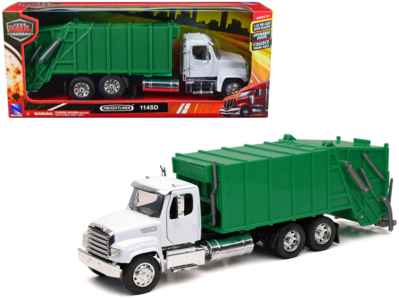 Freightliner Cascadia Truck White with White Tanker Trailer "Transporter" Series 1/32 Diecast Model by Welly