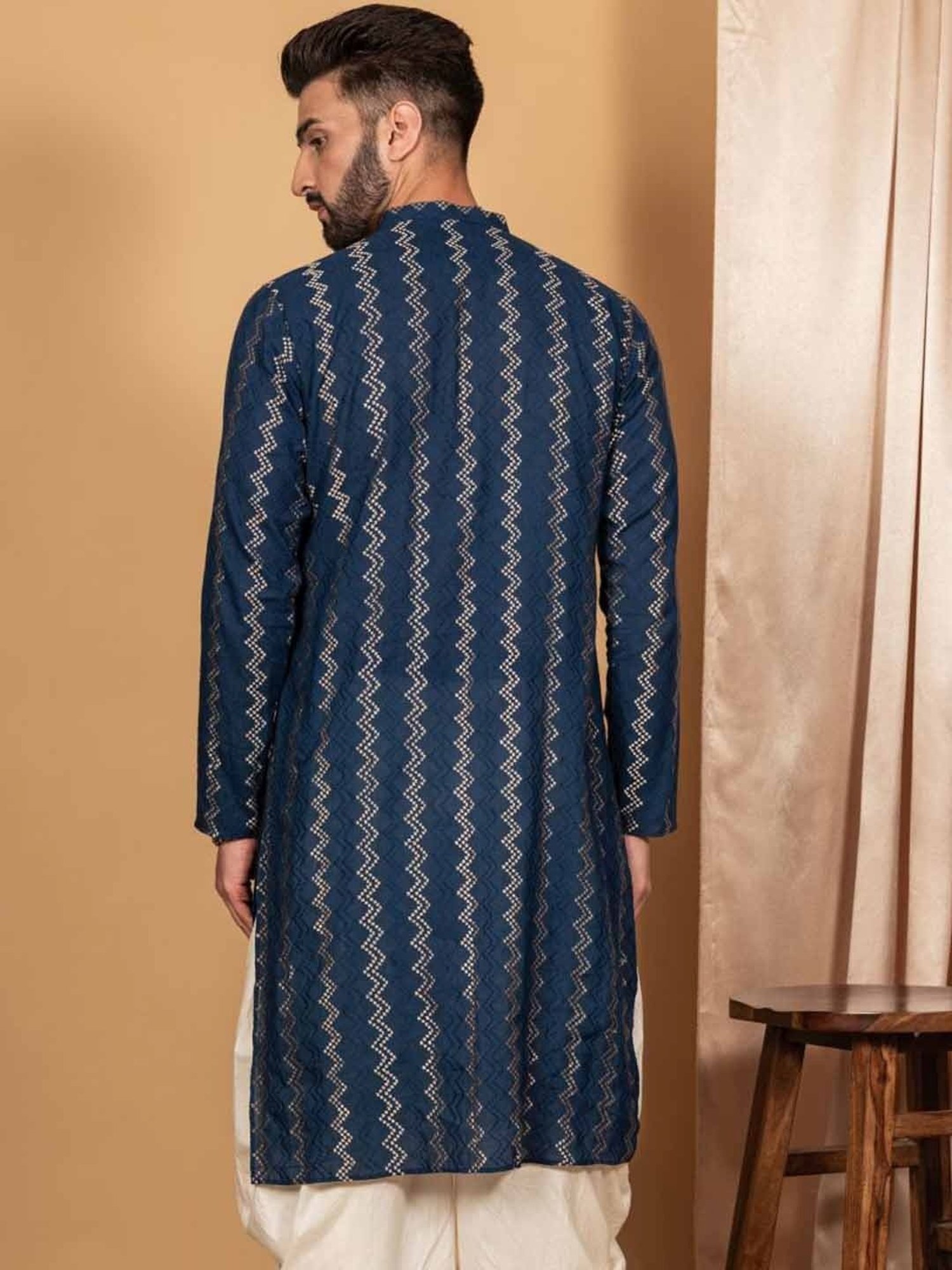 Manthan Fawn & White Regular Fit Kurta