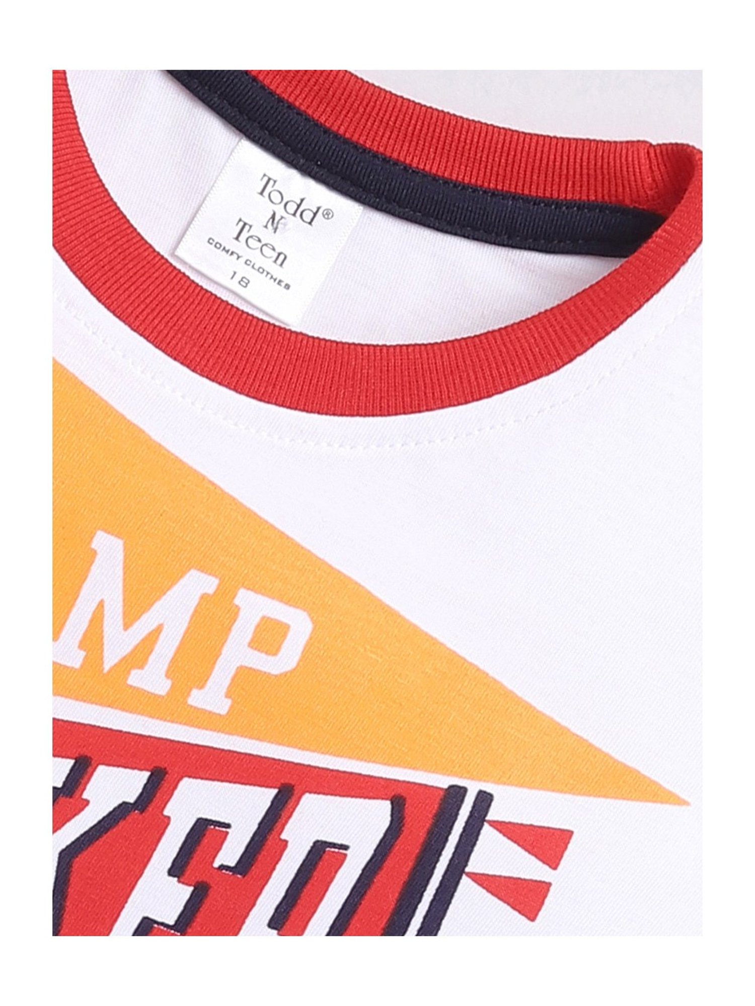Todd N Teen Kids White & Red Printed T-Shirt with Shorts
