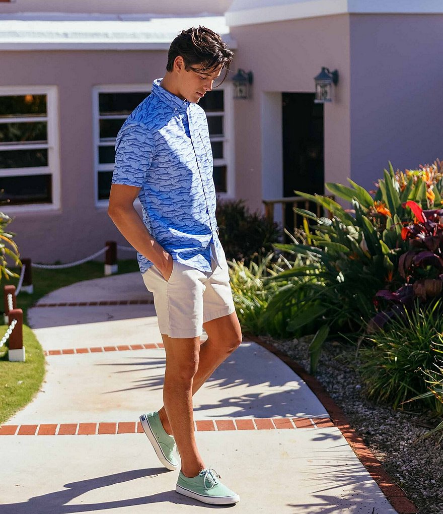 Southern Tide Swordfish Print Short-Sleeve Woven Dockshirt