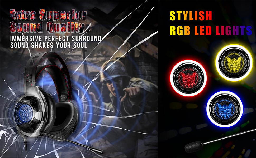 ONIKUMA M190 Gaming Headset, Computer Esports Gaming Headset Head-Mounted Anti-Noise Subwoofer Headphones for PS4, PC, Xbox One Controller