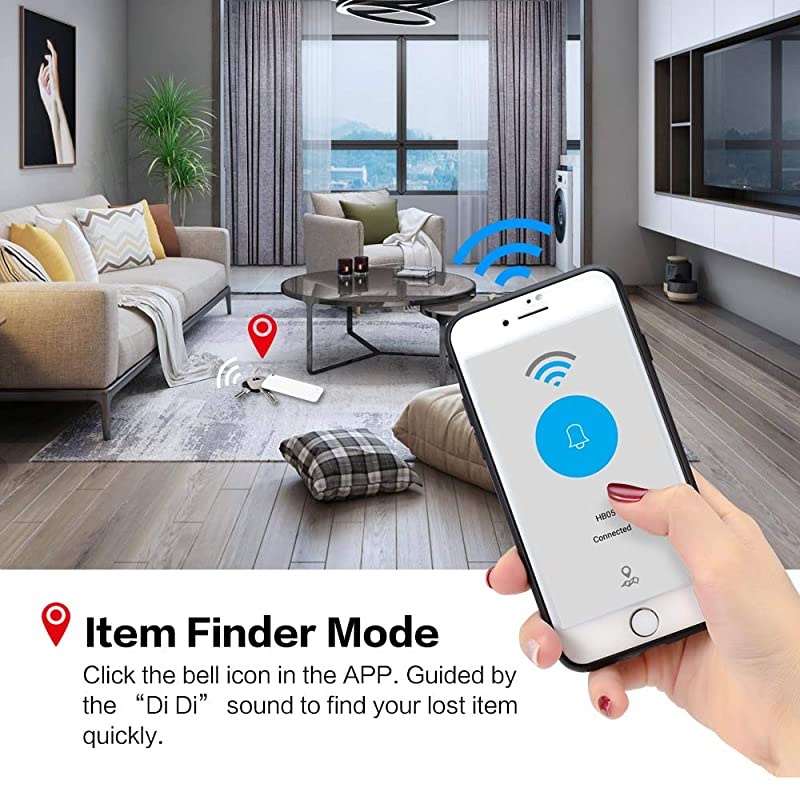 Finder Bluetooth Smart Tracker Locator GPS Anti-Lost Cell Phone Finder APP Control iOS Android Compatible with Chain Replaceable Battery for Wallet Pet Luggage Bag