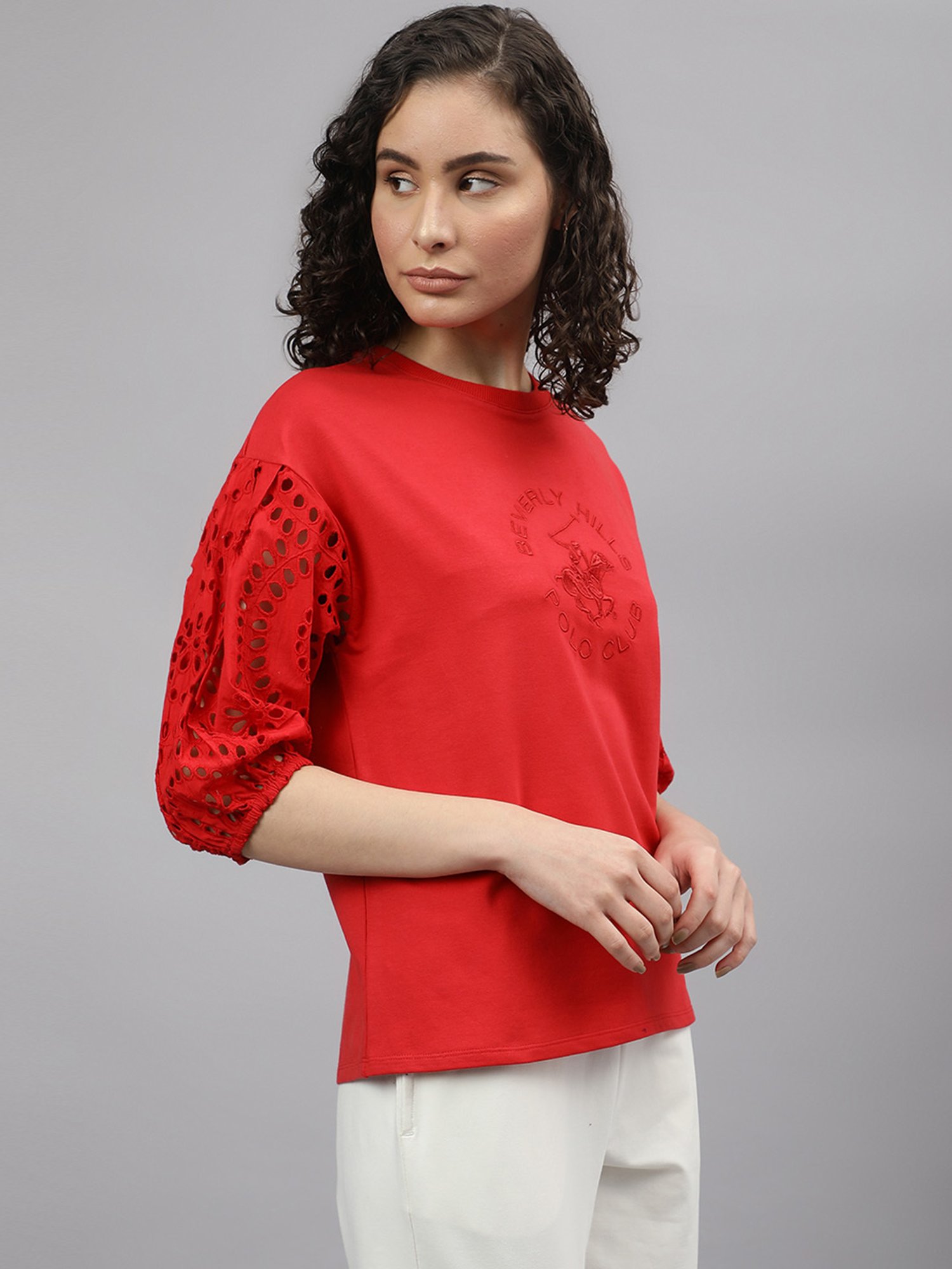 Beverly Hills Polo Club Red Self Pattern Pullover