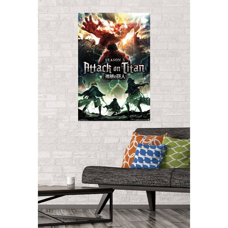 22.375" x 34" Attack on Titan - Season 2 Teaser One Sheet Unframed Wall Poster Print - Trends International