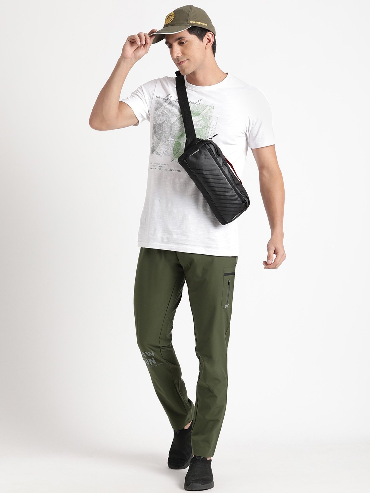 Wildcraft Olive Regular Fit Printed Trackpants