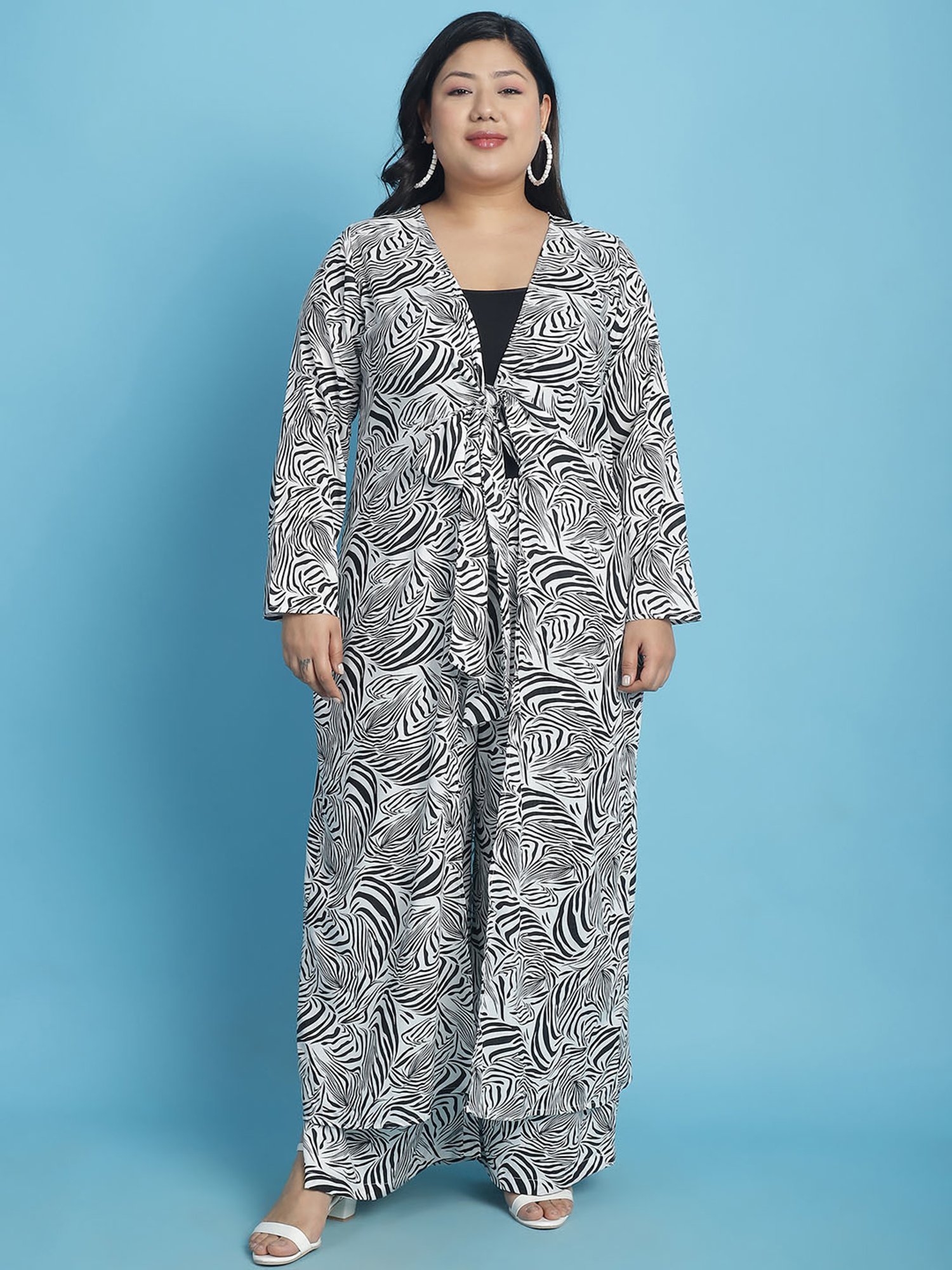 theRebelinme White & Black Animal Print Long Shrug