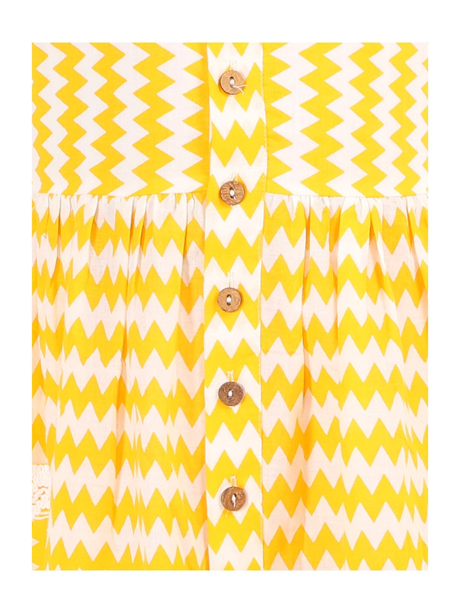 Lil Drama Kids Yellow & White Printed Dress