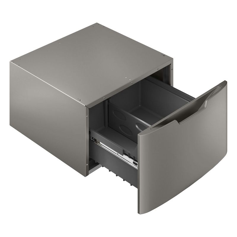 GE General Electric GFP1528PNSN Washing Machine and Dryer Appliance Pedestal Kit Multi Use Organizer Storage Drawer with Divider, Satin Nickel