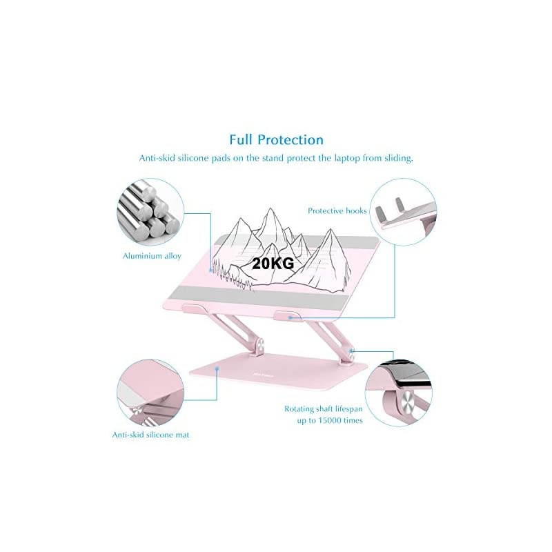 Laptop Stand,  Adjustable Laptop Riser with Slide-Proof Silicone and Protective Hooks, Notebook Stand for Laptop up to 17 Inches, Laptop Holder Compatible for MacBook, Laptop-Space Gray