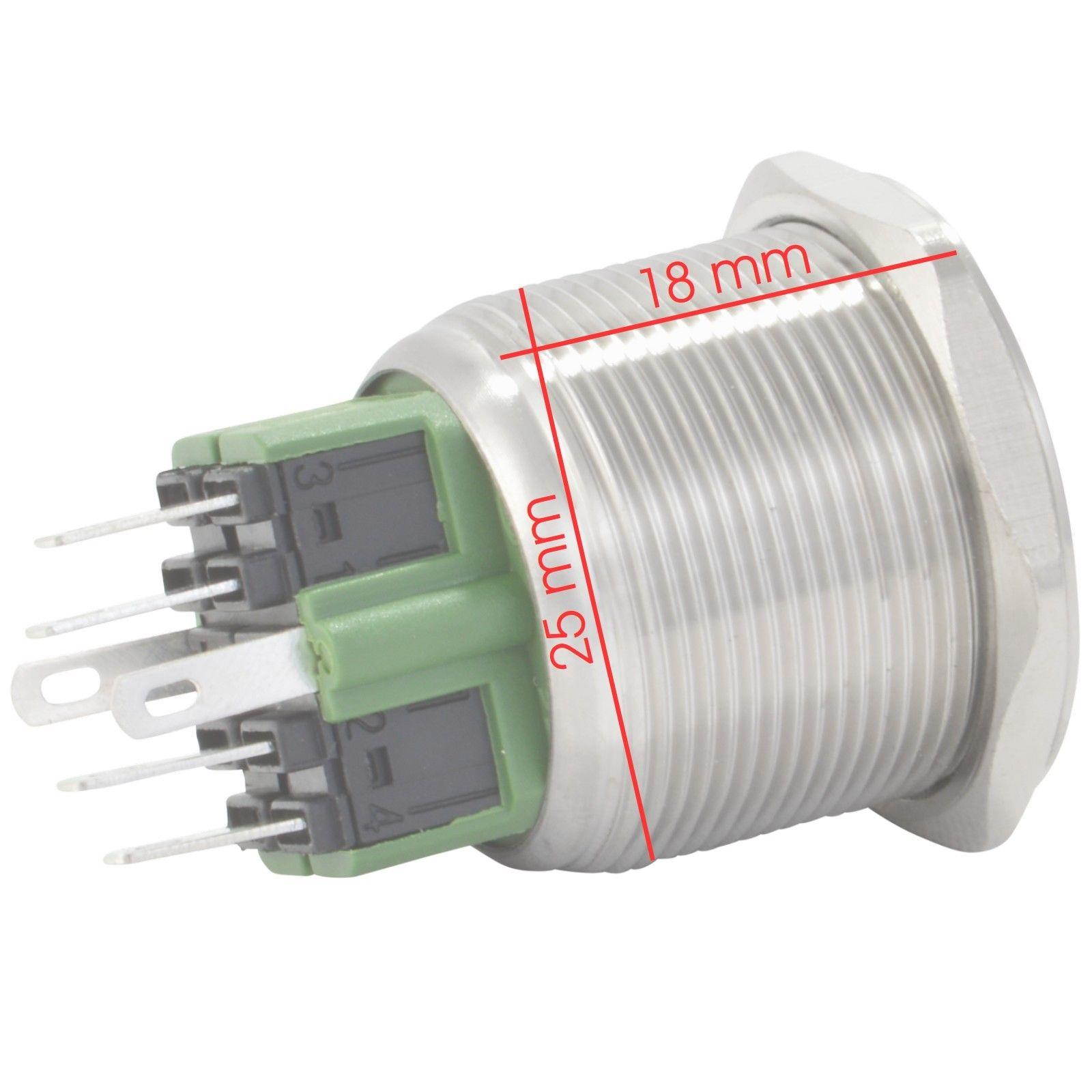 25mm Stainless Steel Momentary Push Button Switch with Blue LED